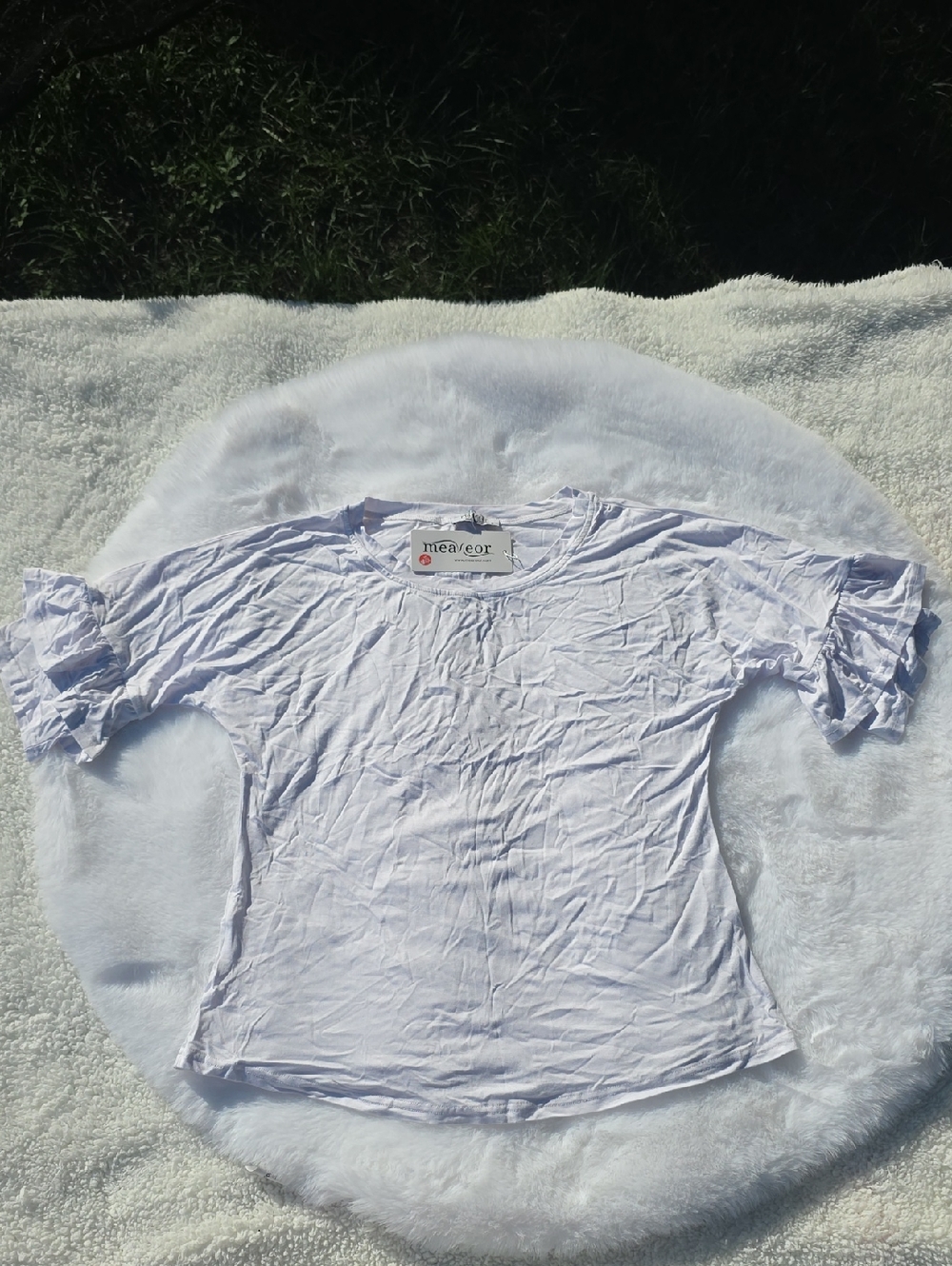 NWT White Double Ruffle Sleeve Top Small